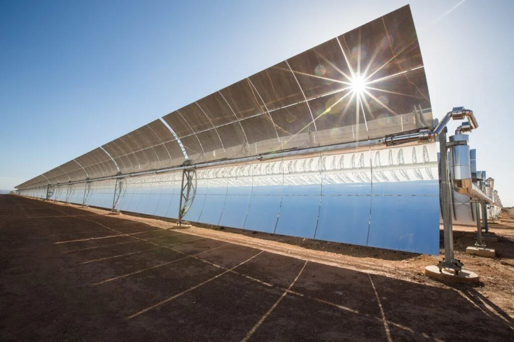 A parabolic trough at Noor Power Station, Morocco